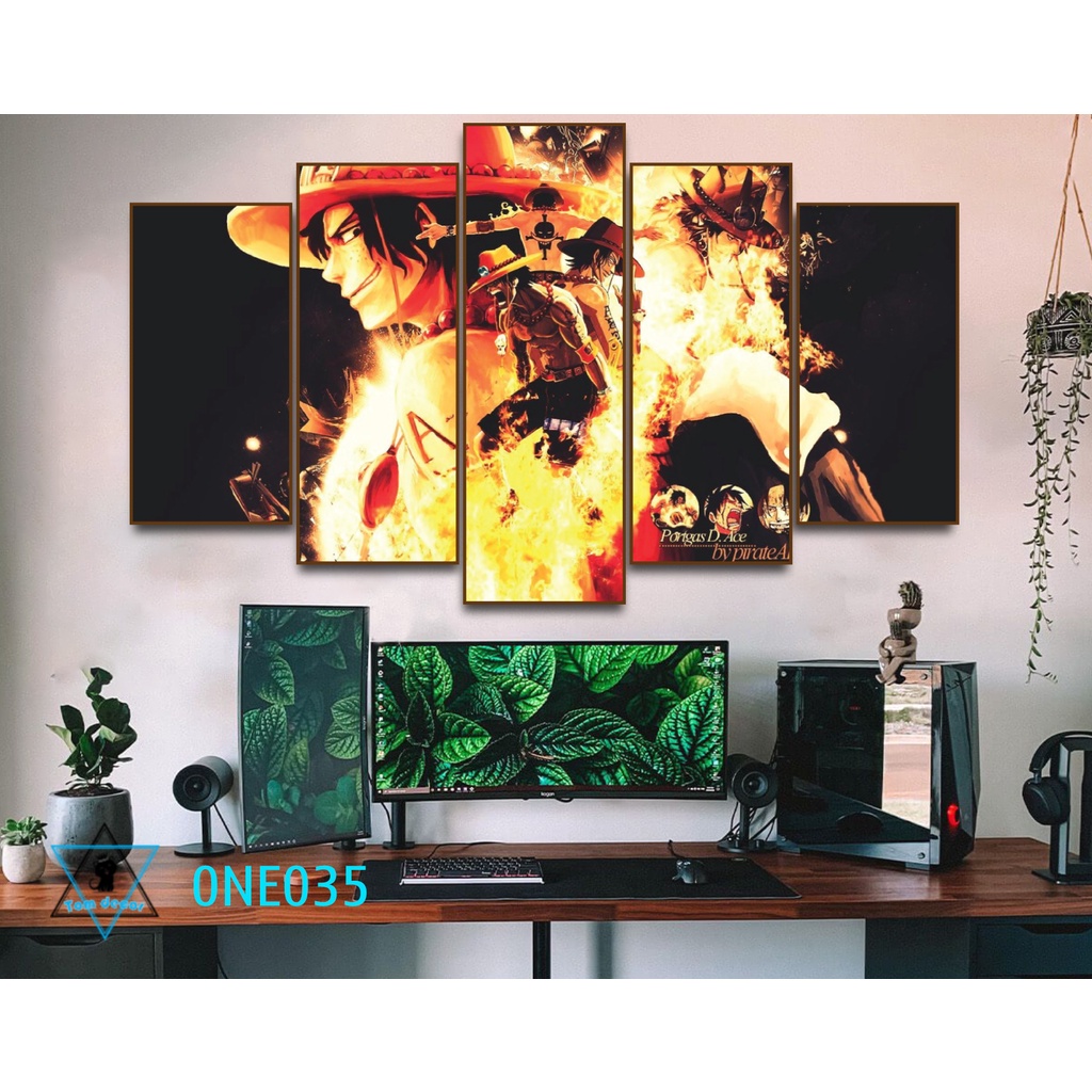Bộ 5 tranh nhựa dán tường formex dày 5mm dài 130x80cm dán tường one piece -ZORO-LUFFY- KAIDO-LAW