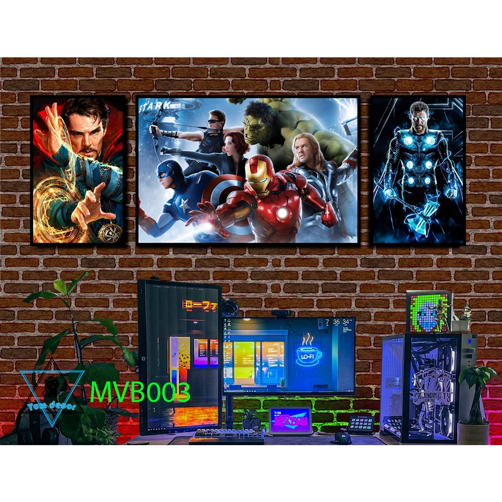 Bộ 3 tranh marvel nhựa formex dán tường dày 5mm siêu đẹp - tranh dán tường
