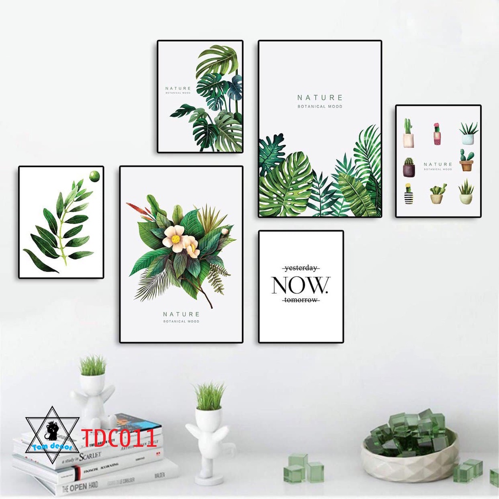 Combo 1 bộ 6 tranh decor canvas khung composite treo tường kích thước lớn