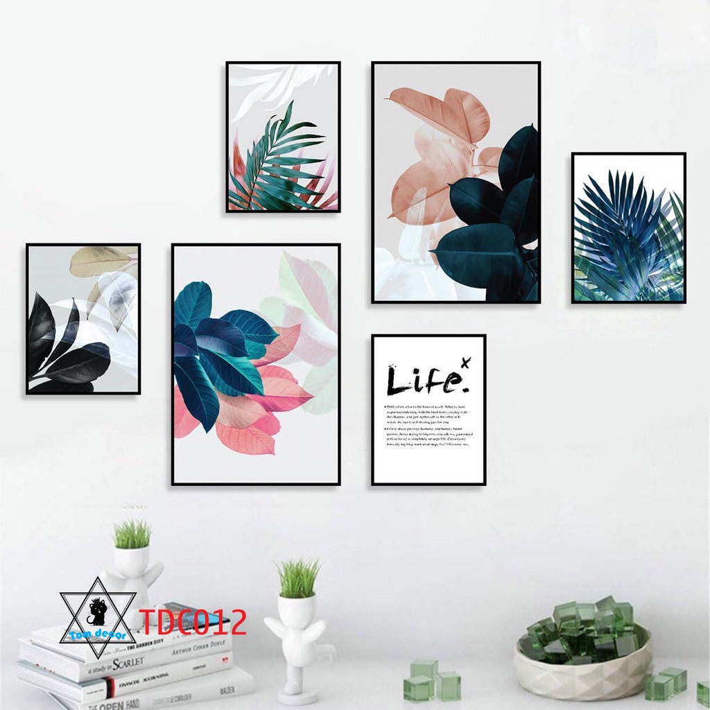 Combo 1 bộ 6 tranh decor canvas khung composite treo tường kích thước lớn