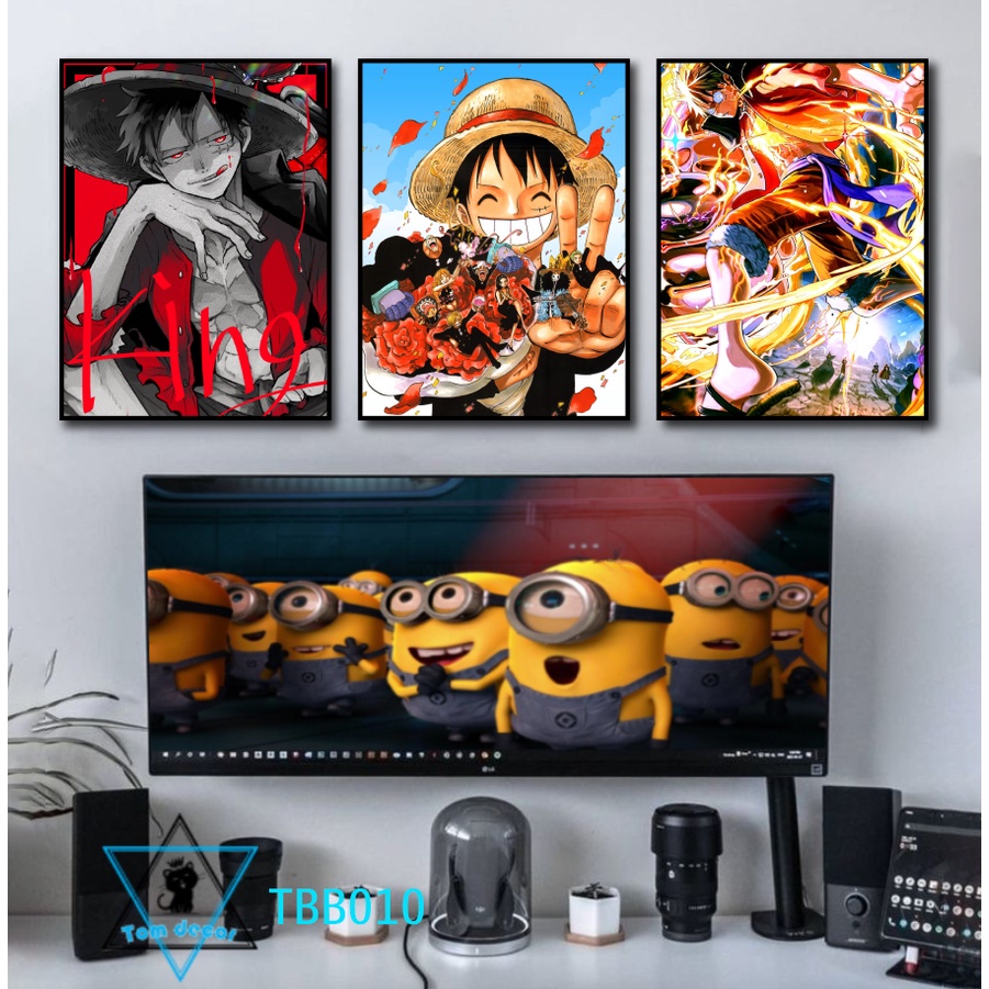Bộ 3 tranh canvas onepiece có khung treo tường siêu đẹp siêu ngầu - tranh luffy-zoro-law- tranh onepiece