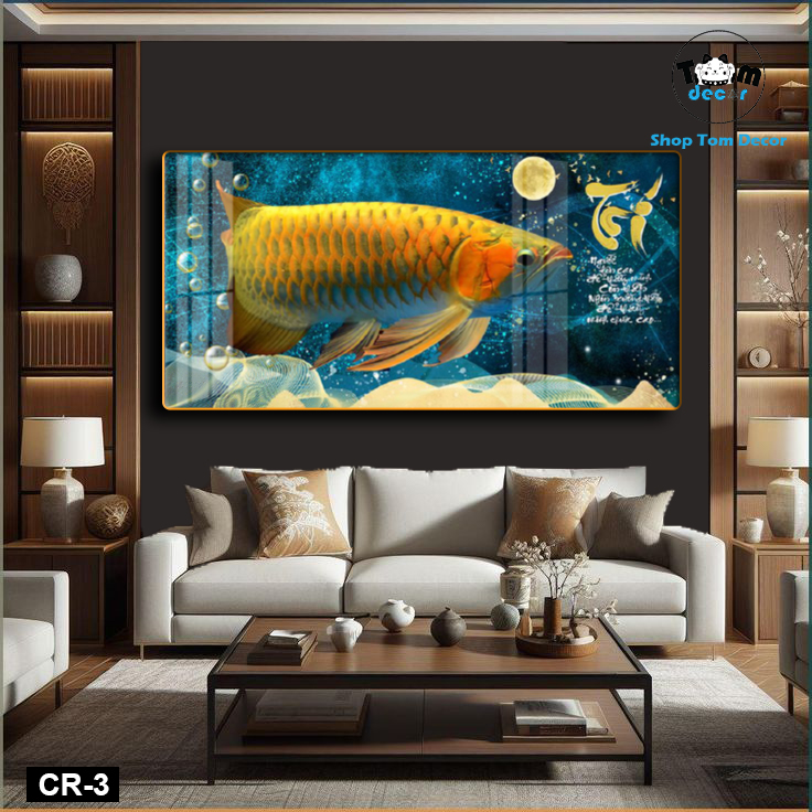 Tranh Tráng Gương Cá Rồng Phong Thủy Cao Cấp - CR03
