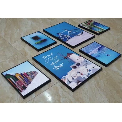 Combo 1 bộ 6 tranh decor canvas khung composite treo tường kích thước lớn