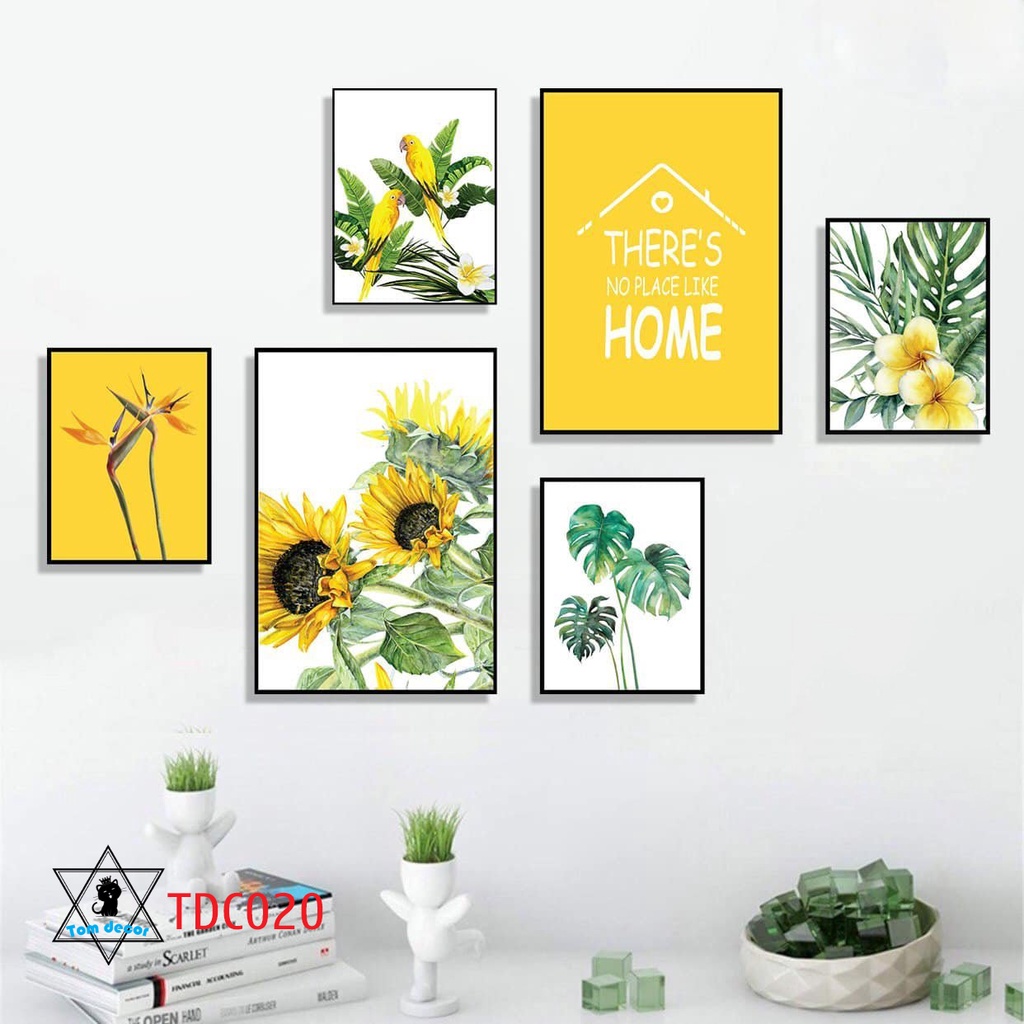 Combo 1 bộ 6 tranh decor canvas khung composite treo tường kích thước lớn
