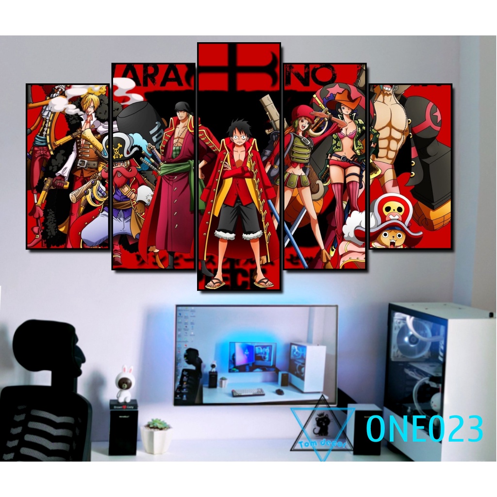 Bộ 5 tranh nhựa dán tường formex dày 5mm dài 130x80cm dán tường one piece -ZORO-LUFFY- KAIDO-LAW