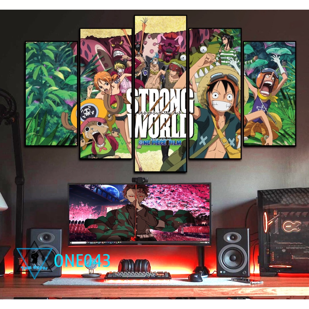 Bộ 5 tranh canvas zoro,luffy,one piece có khung size lớn treo tường