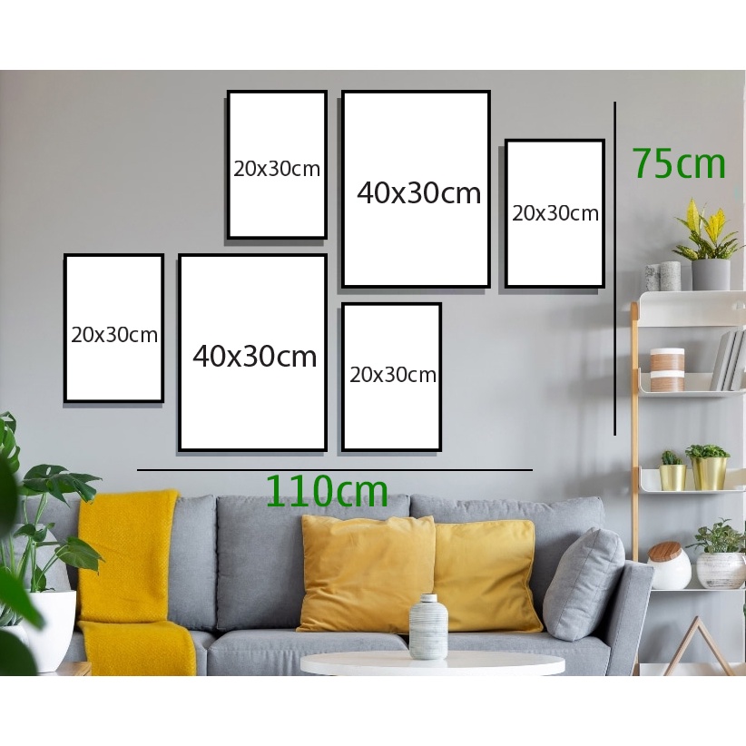 Bộ 6 tranh ghép treo tường dán tường formex dày 5mm decor trang trí gia đình