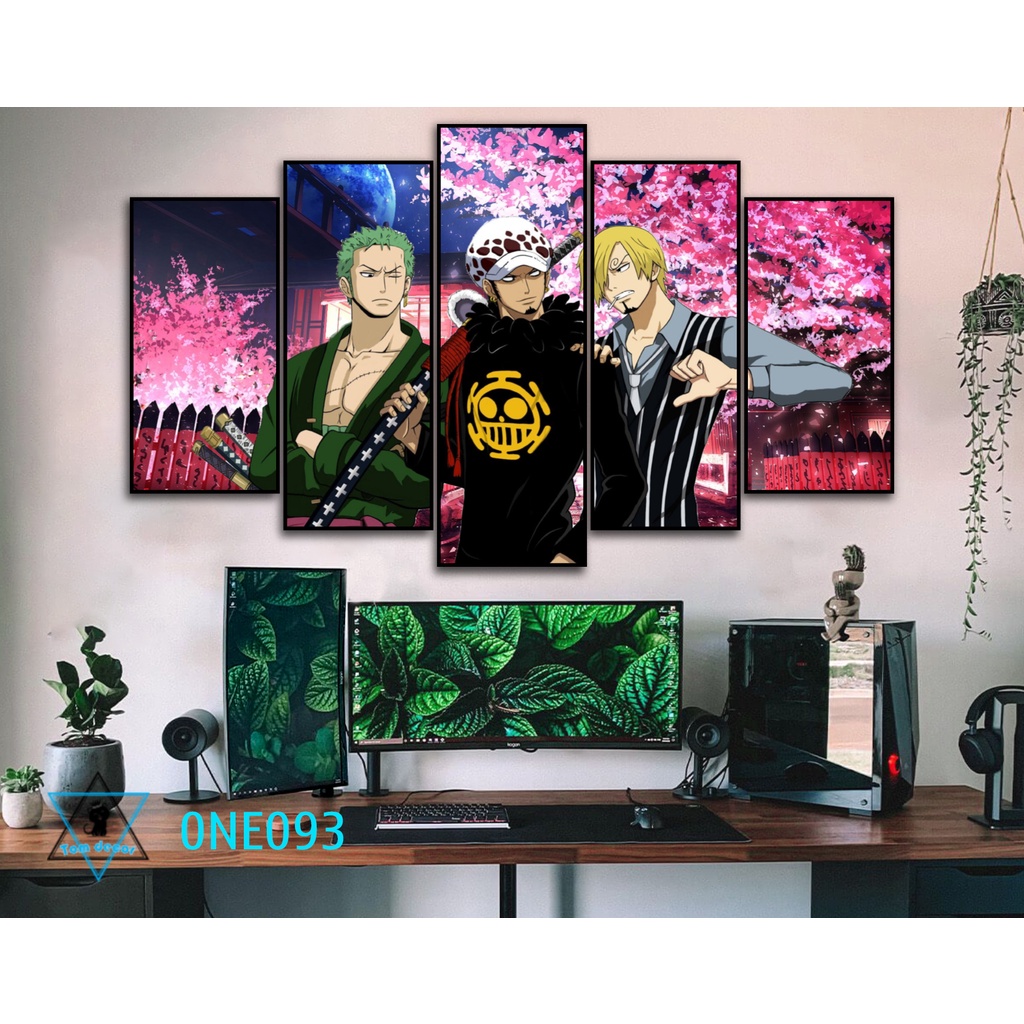 Bộ 5 tranh canvas zoro,luffy,one piece có khung size lớn treo tường