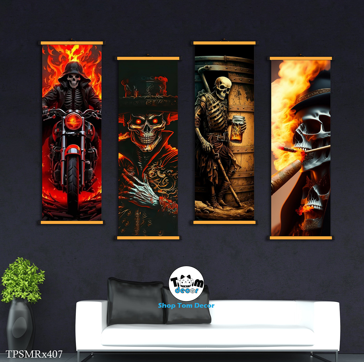 Tranh Canvas Thư Pháp Cuộn Bộ 4 Bức Hình Chất Độc Quyền Shop Tomdecor Bán Tranh Cuộn Treo Tường - TPSMRX407