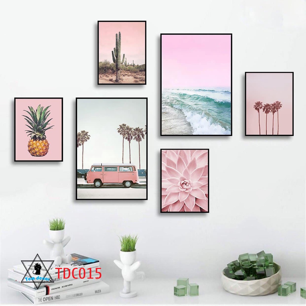Combo 1 bộ 6 tranh decor canvas khung composite treo tường kích thước lớn