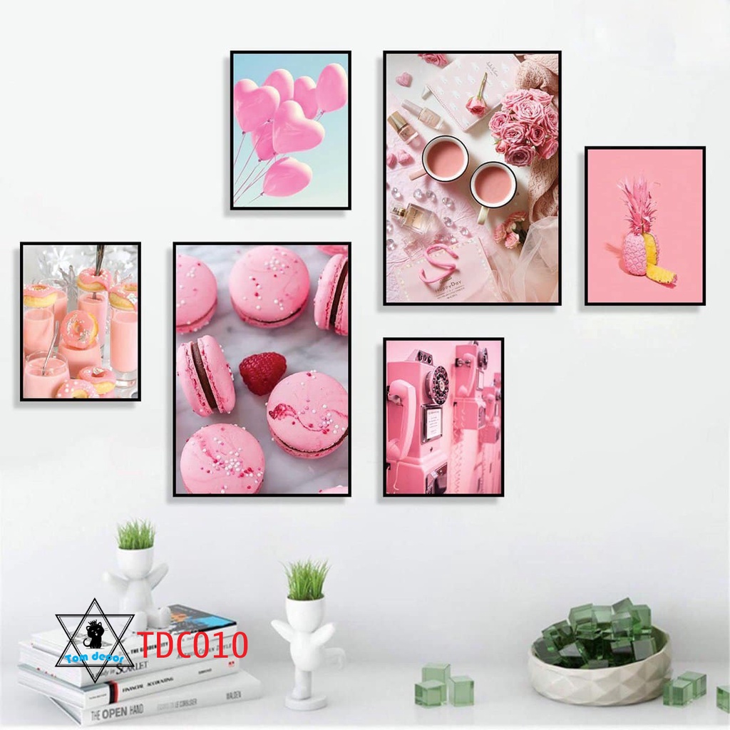 Combo 1 bộ 6 tranh decor canvas khung composite treo tường kích thước lớn