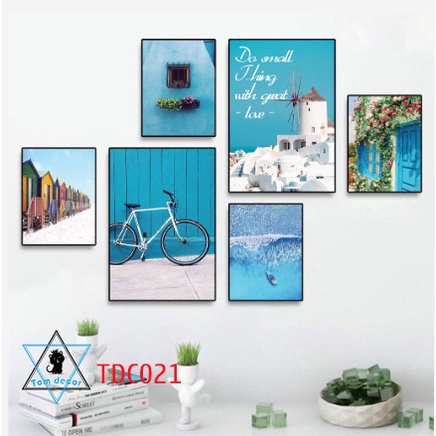Combo 1 bộ 6 tranh decor canvas khung composite treo tường kích thước lớn