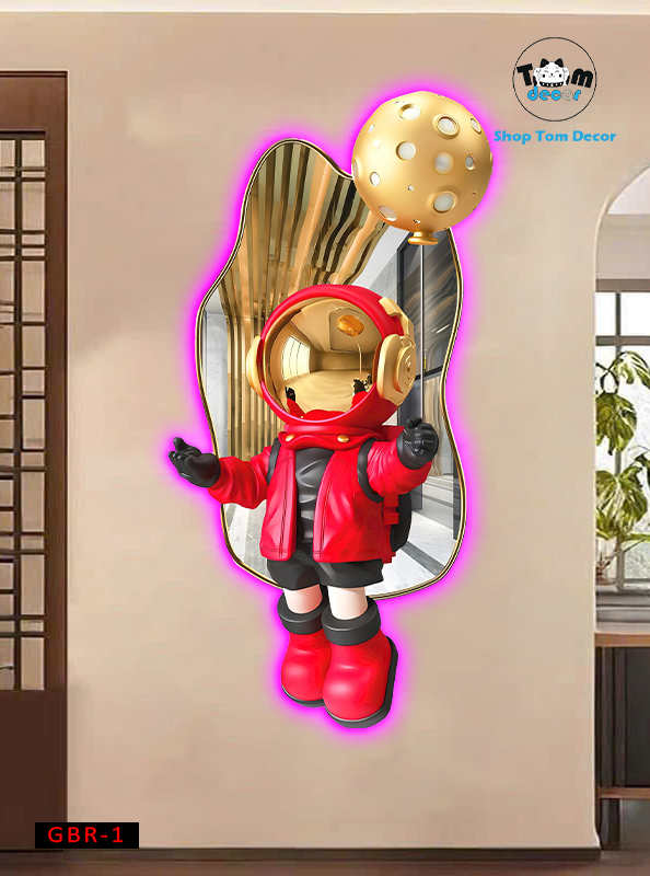 Tranh Led Gấu BearBrck Tranh Tráng Gương Led 3D Có Remot Điều Khiển Từ Xa Và Đinh 4 Chân Treo Tranh - GBR-1