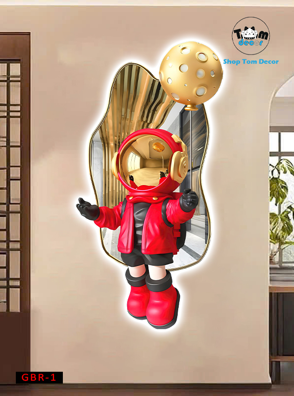 Tranh Led Gấu BearBrck Tranh Tráng Gương Led 3D Có Remot Điều Khiển Từ Xa Và Đinh 4 Chân Treo Tranh - GBR-1