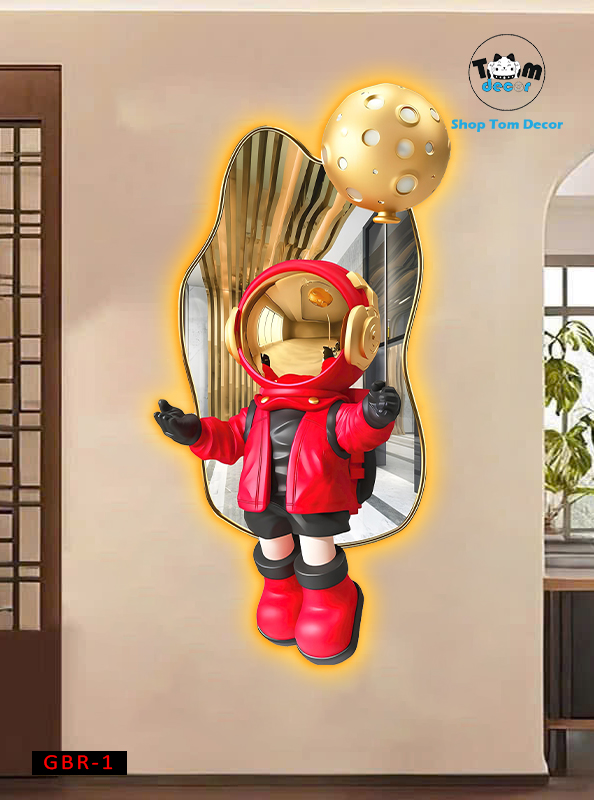 Tranh Led Gấu BearBrck Tranh Tráng Gương Led 3D Có Remot Điều Khiển Từ Xa Và Đinh 4 Chân Treo Tranh - GBR-1