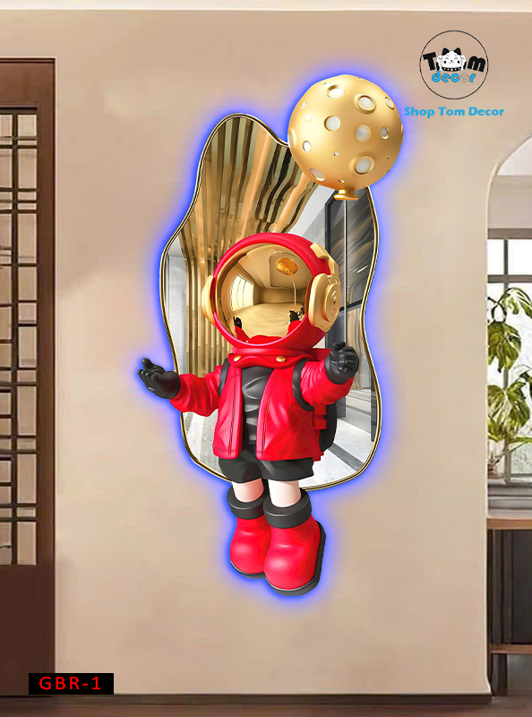 Tranh Led Gấu BearBrck Tranh Tráng Gương Led 3D Có Remot Điều Khiển Từ Xa Và Đinh 4 Chân Treo Tranh - GBR-1