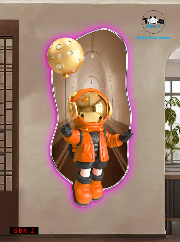 Tranh Led Gấu BearBrck Tranh Tráng Gương Led 3D Có Remot Điều Khiển Từ Xa Và Đinh 4 Chân Treo Tranh - GBR-2