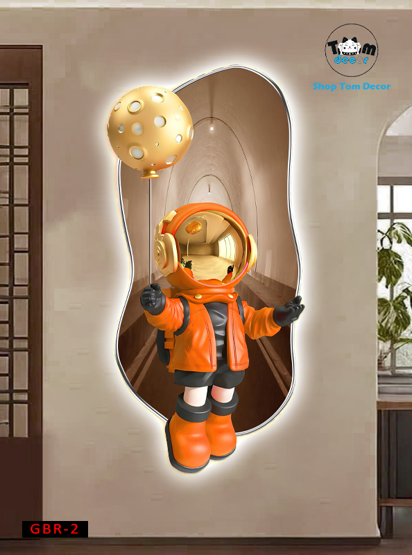 Tranh Led Gấu BearBrck Tranh Tráng Gương Led 3D Có Remot Điều Khiển Từ Xa Và Đinh 4 Chân Treo Tranh - GBR-2