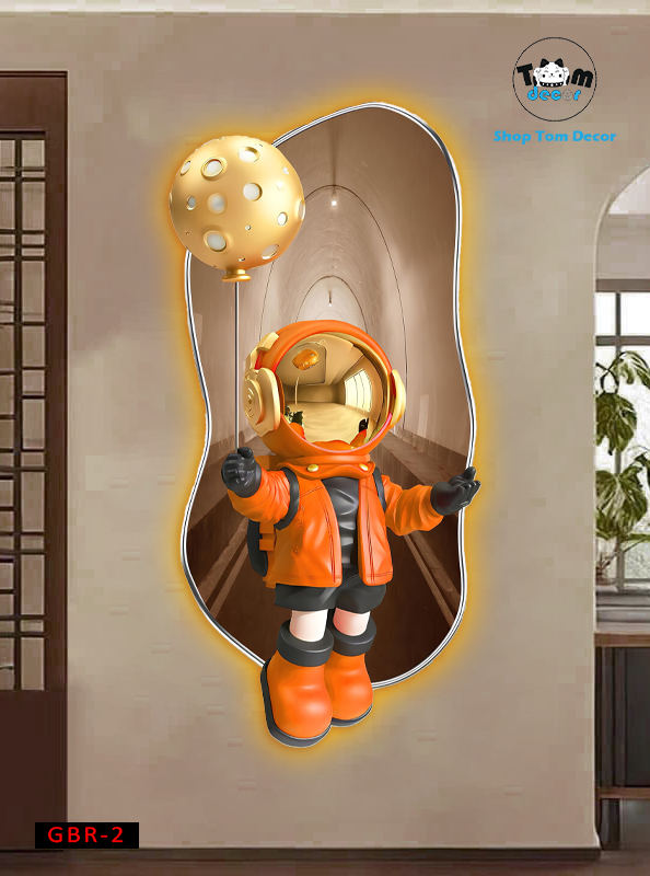 Tranh Led Gấu BearBrck Tranh Tráng Gương Led 3D Có Remot Điều Khiển Từ Xa Và Đinh 4 Chân Treo Tranh - GBR-2