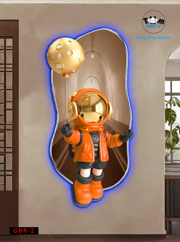 Tranh Led Gấu BearBrck Tranh Tráng Gương Led 3D Có Remot Điều Khiển Từ Xa Và Đinh 4 Chân Treo Tranh - GBR-2