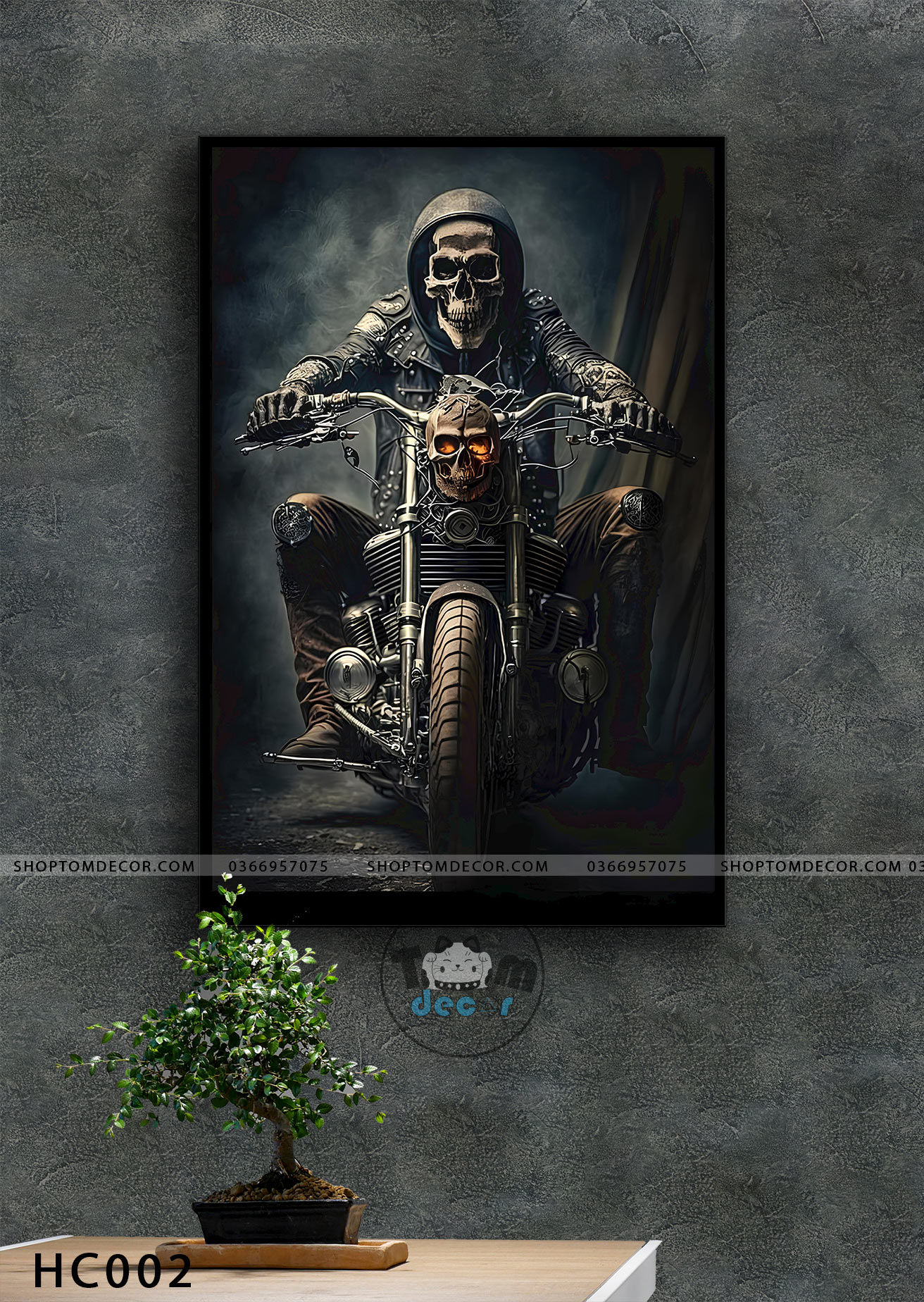 Tranh canvas hình chất trang trí tiệm tatto baber càphê - tranh canvas có khung HC002