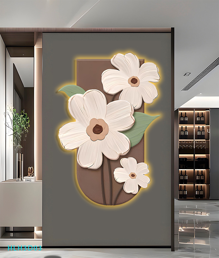 Tranh Led 3D Hoa Tráng Gương - Có Remot Điều Khiển Từ Xa HLH3D03