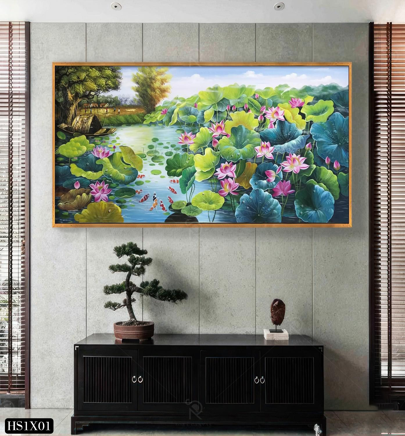 Tranh Hoa Sen Canvas Hoặc Tranh Tráng Gương - HS1X01