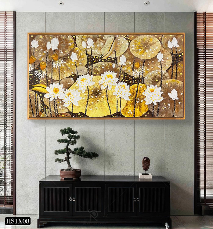 Tranh Hoa Sen Canvas Hoặc Tranh Tráng Gương - HS1X08