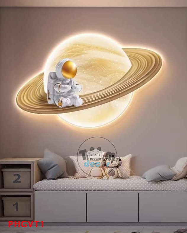 Tranh 3D Led Tráng Gương Phi Hành Sao Thổ - Có Remot Điều Khiển Từ Xa PHGVT1