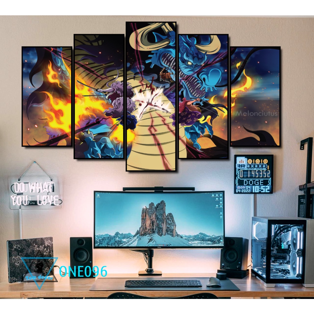 Bộ 5 tranh nhựa dán tường formex dày 5mm dài 130x80cm dán tường one piece -ZORO-LUFFY- KAIDO-LAW