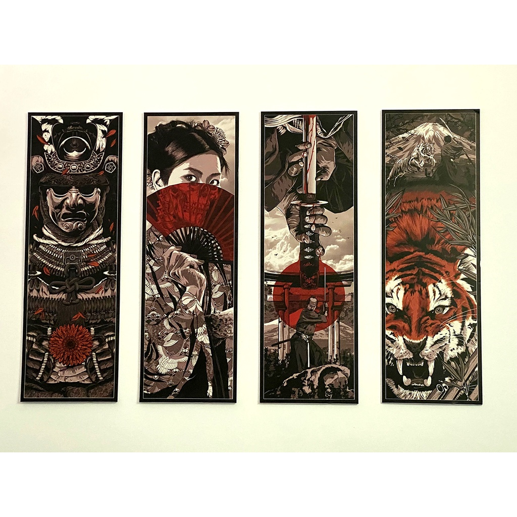 Bộ 4 tranh nhựa mặt gương dán tường formex dày 5mm dán tường sammurai - tranh cổ - hình xăm -chiến binh sắt