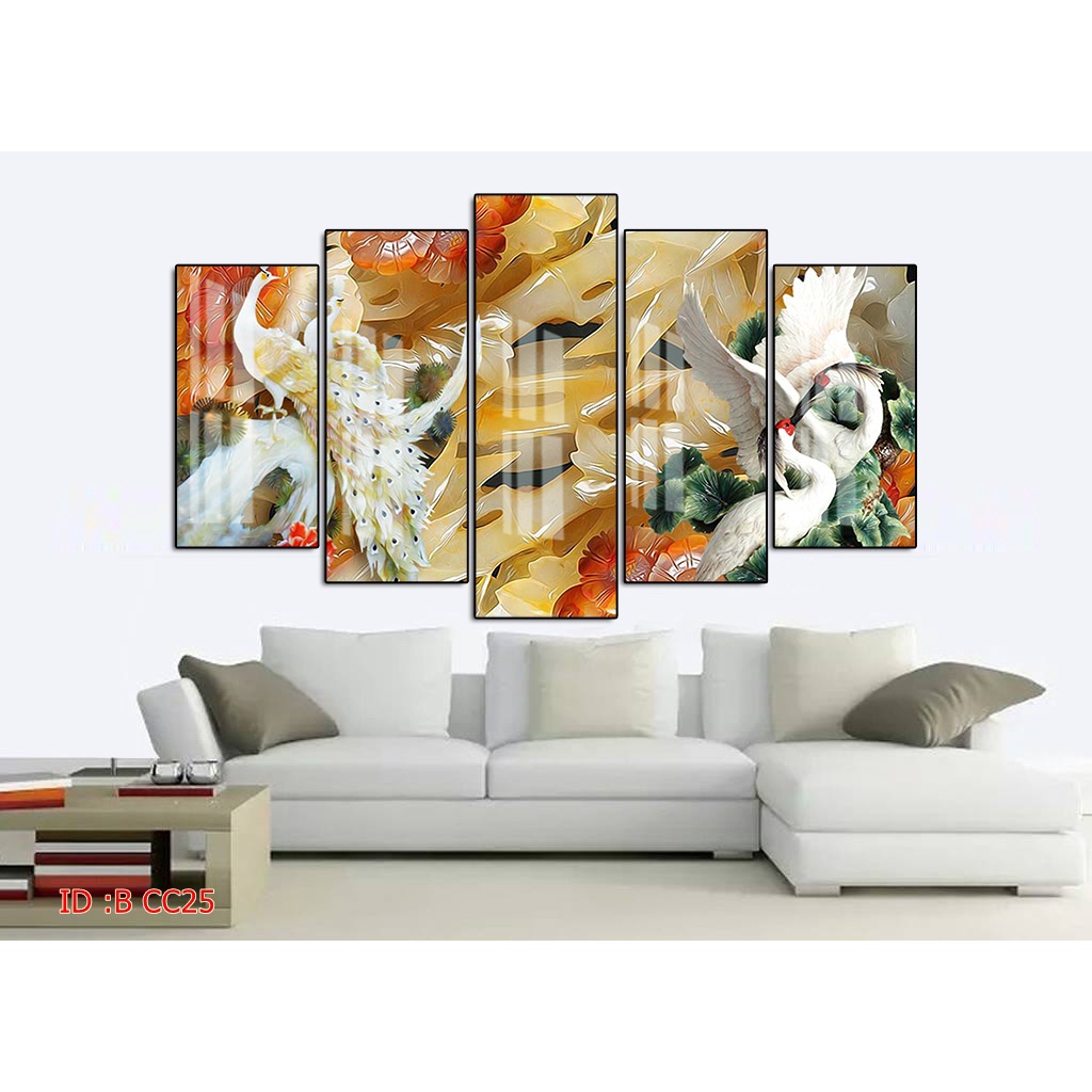 Tranh canvas treo tường chim công có khung