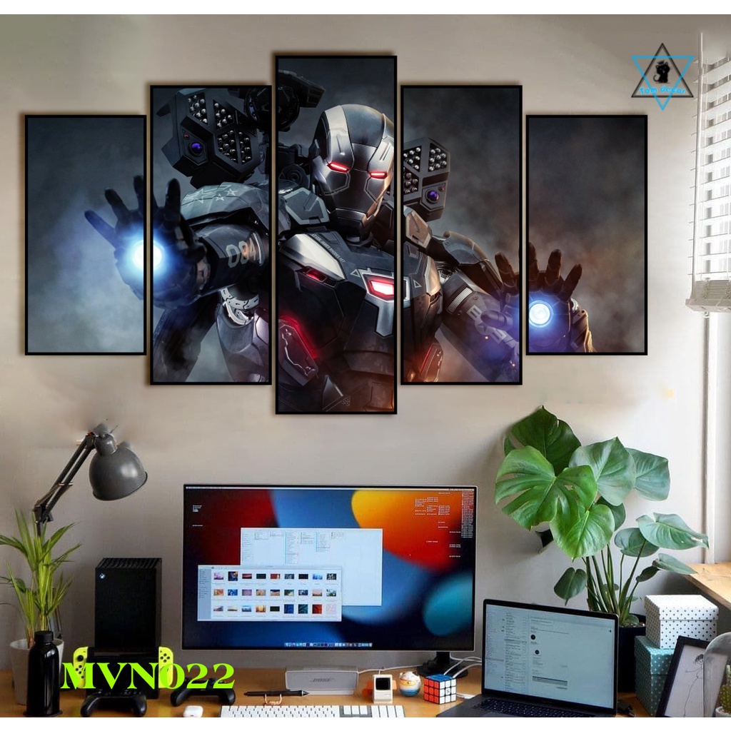 Tranh canvas người nhện có khung treo tường 5 bức ghép