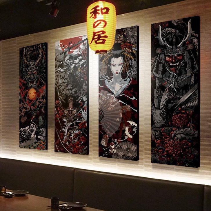 Tranh vải canvas cổ nhật có khung treo tường Decor tatto,barber,cofe...CN3