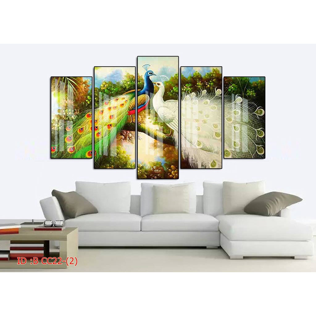 Tranh canvas treo tường chim công có khung