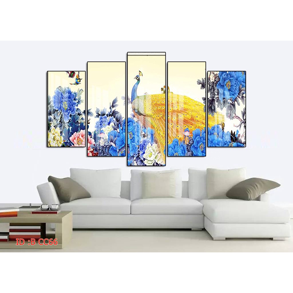Tranh canvas treo tường chim công có khung