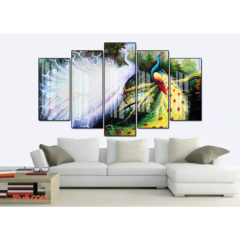 Tranh canvas treo tường chim công có khung
