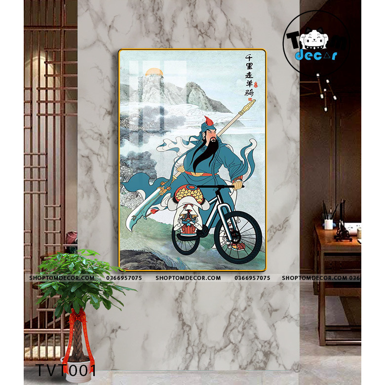 Tranh Vô Tri Tổng Hợp Nhiều Mẫu Mã Đáo Thành Công,Quan Vũ Cưỡi Vespa,Long Tranh Hổ Đấu - Tranh Tráng Gương