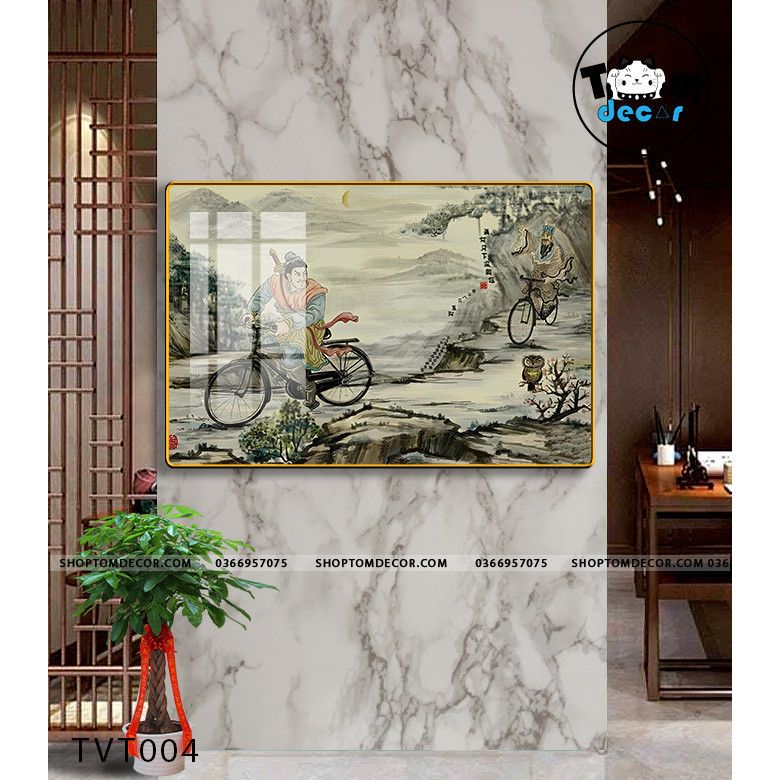 Tranh Vô Tri Tổng Hợp Nhiều Mẫu Mã Đáo Thành Công,Quan Vũ Cưỡi Vespa,Long Tranh Hổ Đấu - Tranh Tráng Gương