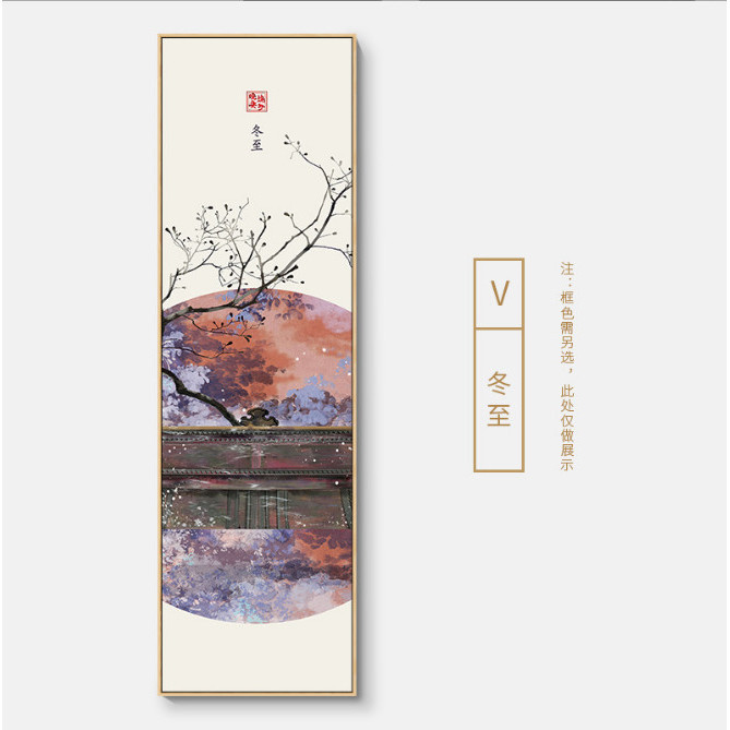 Tranh Canvas Phong Cách Trung Quốc Tranh Canvas Có Khung Composite + Tặng Đinh 3 Chân Treo Tranh