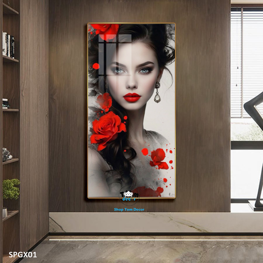 Tranh nghệ thuật tráng gương khổ dọc cao cấp - SPGX01