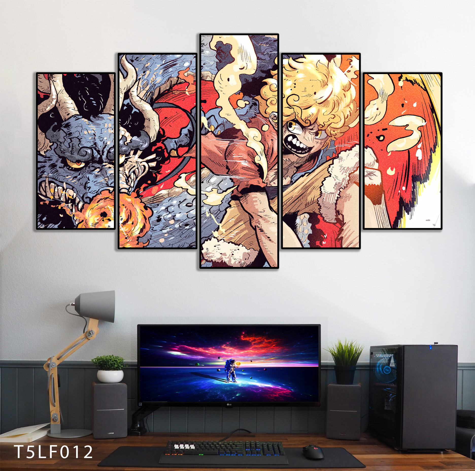 Tranh Luffy Gear 5 Ghép Hiệu Ứng Neon Tráng Gương Dán Tường,Tranh Canvas,Tráng Gương Nhựa Formex 5mm - Tranh One Piece T5LF012