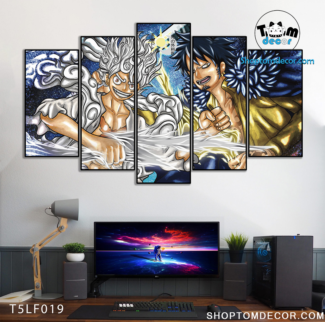 Tranh Luffy Gear 5 Ghép Hiệu Ứng Neon Tráng Gương Dán Tường,Tranh Canvas,Tráng Gương Nhựa Formex 5mm - Tranh One Piece T5LF019