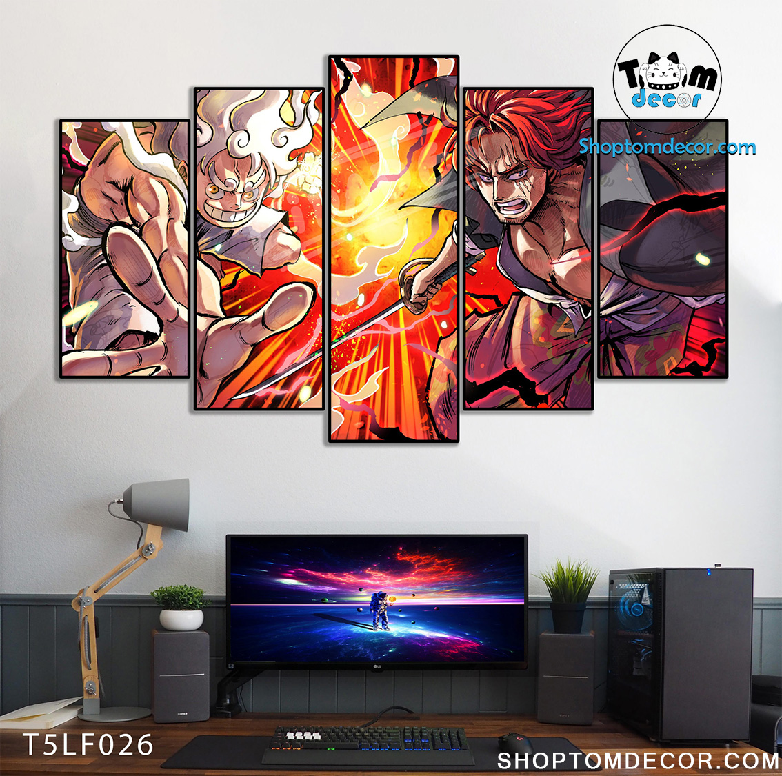 Tranh Luffy Gear 5 Ghép Hiệu Ứng Neon Tráng Gương Dán Tường,Tranh Canvas,Tráng Gương Nhựa Formex 5mm - Tranh One Piece T5LF026