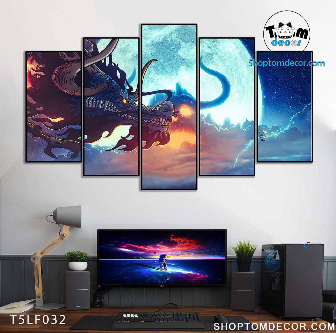 Tranh Luffy Gear 5 Ghép Hiệu Ứng Neon Tráng Gương Dán Tường,Tranh Canvas,Tráng Gương Nhựa Formex 5mm - Tranh One Piece T5LF032