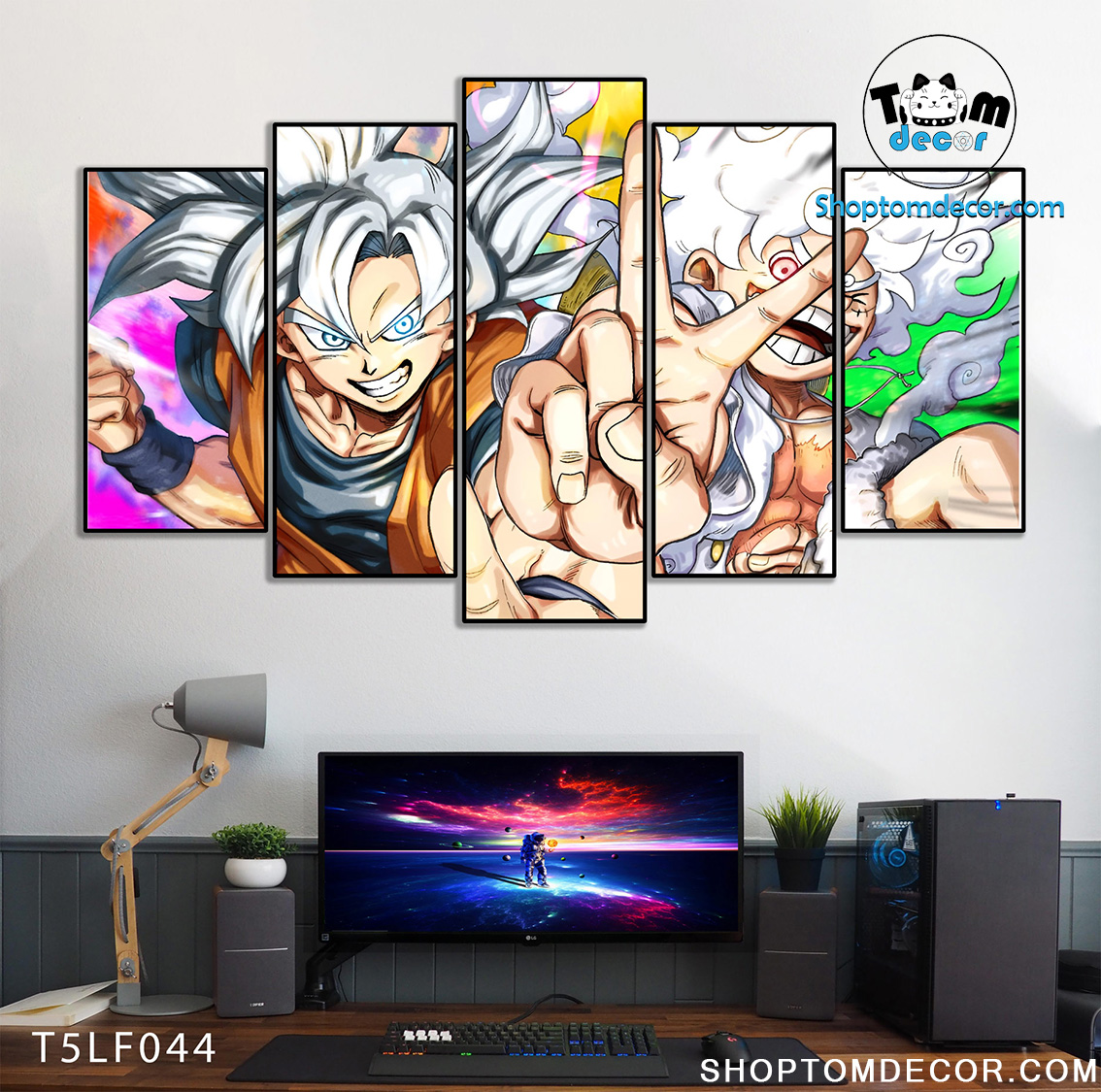 Tranh Luffy Gear 5 Ghép Hiệu Ứng Neon Tráng Gương Dán Tường,Tranh Canvas,Tráng Gương Nhựa Formex 5mm - Tranh One Piece T5LF044