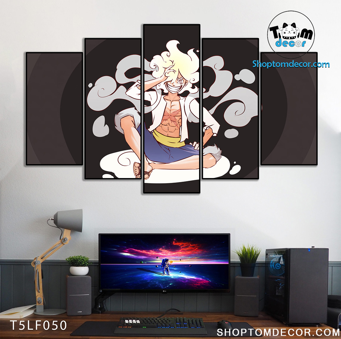 Tranh Luffy Gear 5 Ghép Hiệu Ứng Neon Tráng Gương Dán Tường,Tranh Canvas,Tráng Gương Nhựa Formex 5mm - Tranh One Piece T5LF050
