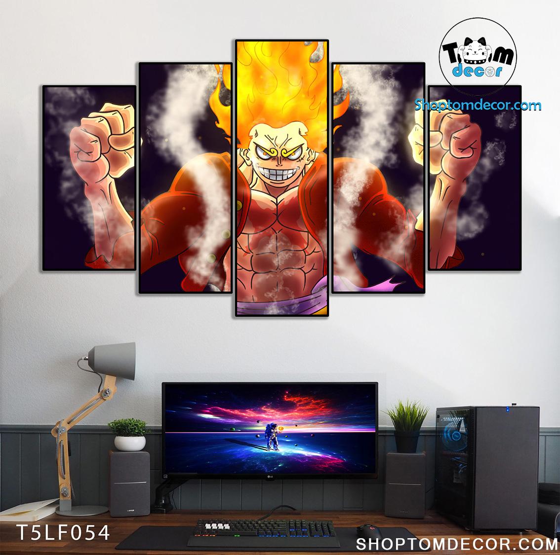 Tranh Luffy Gear 5 Ghép Hiệu Ứng Neon Tráng Gương Dán Tường,Tranh Canvas,Tráng Gương Nhựa Formex 5mm - Tranh One Piece T5LF054