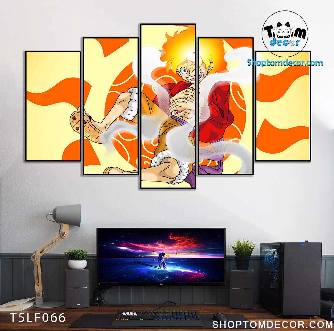 Tranh Luffy Gear 5 Ghép Hiệu Ứng Neon Tráng Gương Dán Tường,Tranh Canvas,Tráng Gương Nhựa Formex 5mm - Tranh One Piece T5LF066