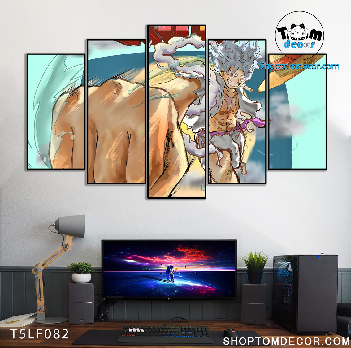 Tranh Luffy Gear 5 Ghép Hiệu Ứng Neon Tráng Gương Dán Tường,Tranh Canvas,Tráng Gương Nhựa Formex 5mm - Tranh One Piece T5LF082